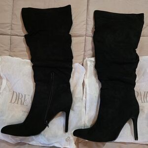 Dream Pair Black Suede Knee-High Boots Size US8